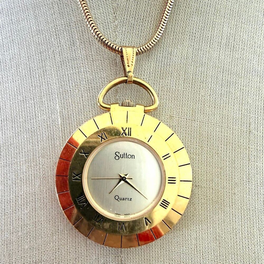 Vintage Sutton Quartz Pendant Watch Necklace